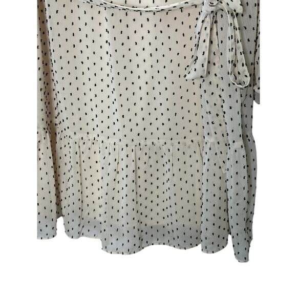 Lauren Conrad Ivory and Black Dot Ruffle Trim Belted Baby Doll Dress Sz XL New - Picture 5 of 10